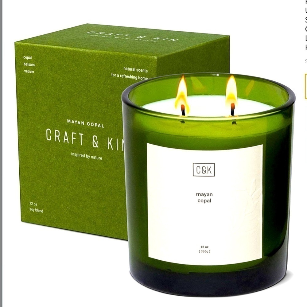NWT MAYAN COPAL Premium Soy Ultra Clean Burn Mayan Copal Scented Green Candle